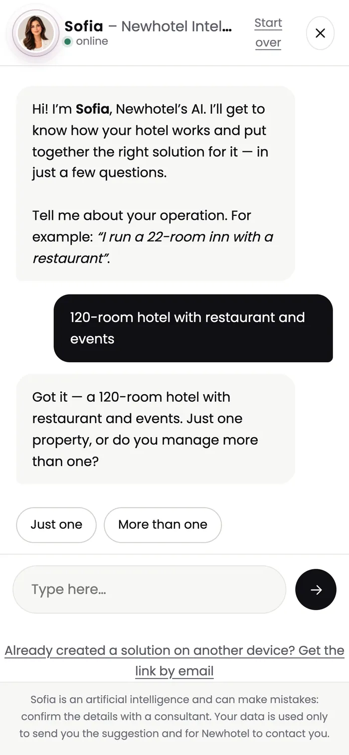 Sofia perguntando sobre a operação do hotel