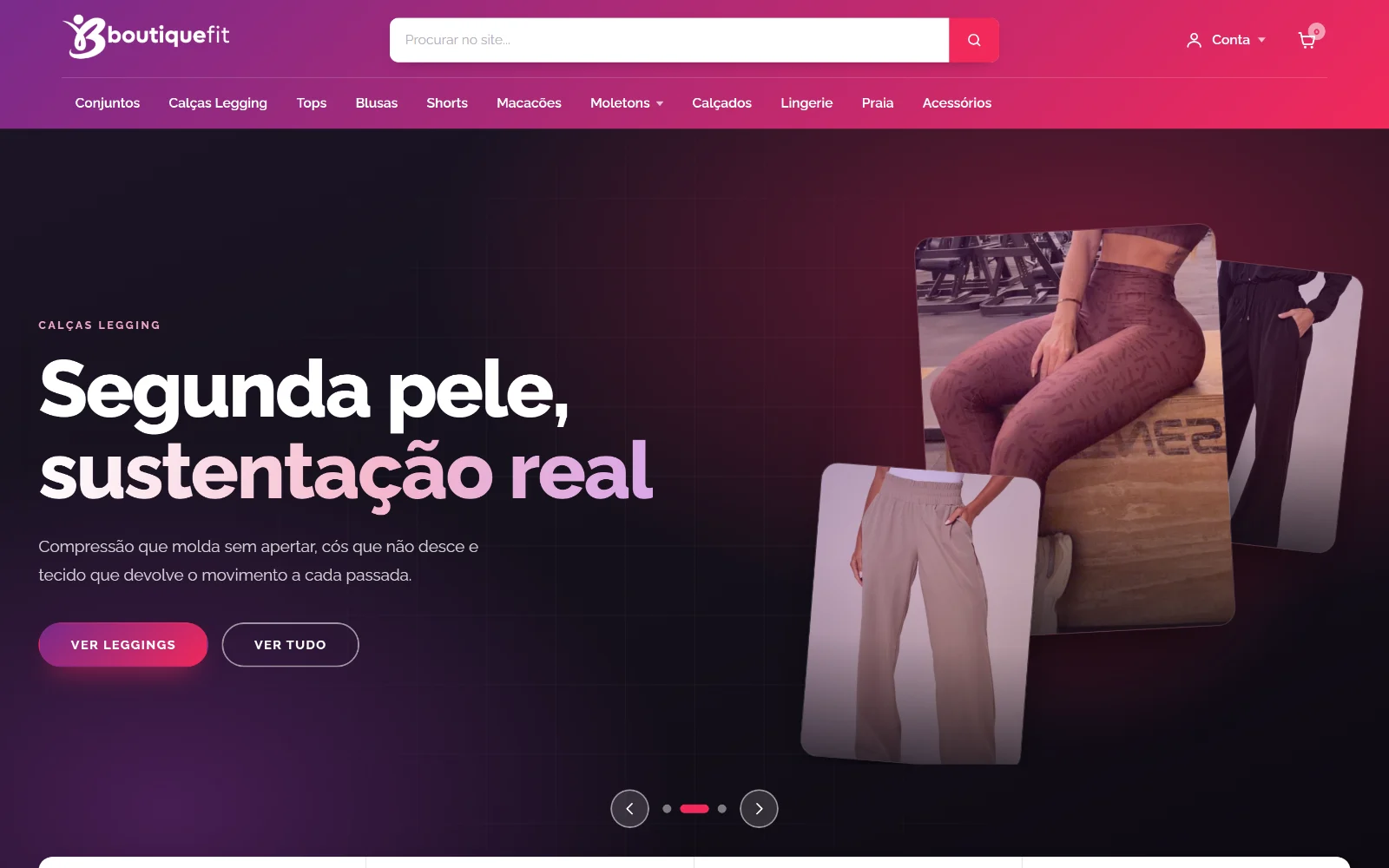Home da Boutique Fit no tema próprio