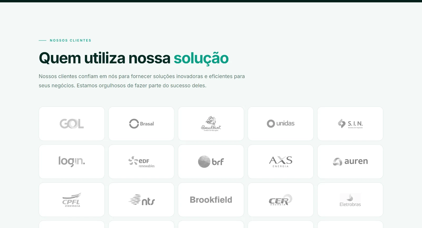 Grade de logos dos clientes que utilizam o IW Covenants